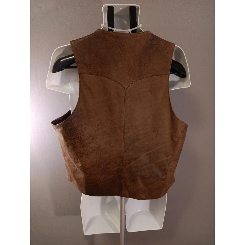 Continental leather fashions Brown Leather Vest Men's‎ Size 46 Biker vest